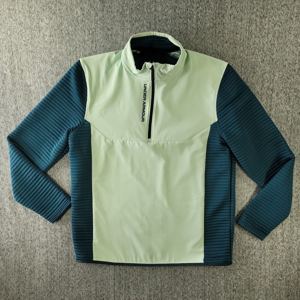 Under Armour Qualifier ColdGear 1/2 Zip Mens L Mint Green Teal Pullover